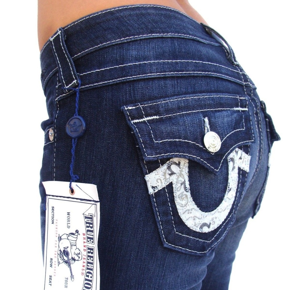 True Religion Women's Capri Dark Wash 27 x 22 0258